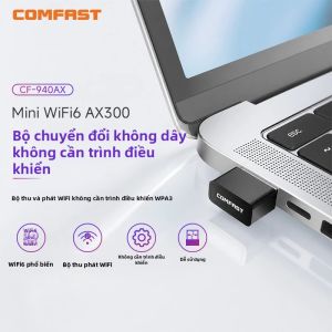 Comfast | COMFAST Mini WiFi6 Adapter 2.4G 300Mbps Card Mạng Không Dây USB Dongle WPA2 Cho PC Laptop Tương Thích Với Windows 8/8.1/10/11