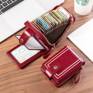 ผู้หญิง BANYANU 16 ช่องเสียบบัตรแท้กระเป๋าสตางค์ RFID ขับเคลื่อนที่ กระเป๋าสตางค์ต้นฉับใบ ผู้ถือ