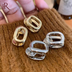 Frascati Fake Piercing Earcuff Double Circle Ear Cuff Faux Earrings For Women Vintage Cuffs Earclips Accessories Korean Fashion