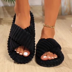 Womens opening winter indoor and outdoor thick soled warm plush moon shoes word foam cotton slippers