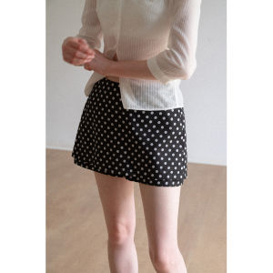 Faux Two-Piece Polka Dot Skirt A-Line Skirt