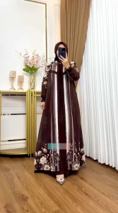 (BISA COD) GAMIS HIJAB TERBARU MOTIF BUNGA KOMBINASI PAYET CERUTY BABYDOLL KEKINIAN gamis hijab ceruty babydoll
