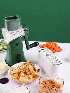LMETJMA 5 in 1 Rotary Cheese Grater Shredder Kitchen Mandoline Vegetable Julienne Slicer Waffle Cutter Nut Chopper JT247
