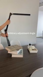 LED Folding Metal Desk Lamp Clip On Light Clamp Long Arm Dimming Table Lamp Adjustable