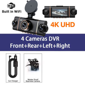 New 4CH Car DVR UHD 4K 1080P Car Dash Cam 360°  WIFI APP Video Recorder Front With Rear View Night Vision 4K Black Box