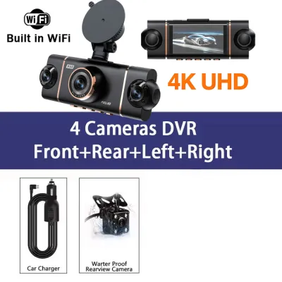 4K Quad Lens Car Camera WIFI dashcam 360° Coverage Car DVR 24H Parking Monitor Starlight Night Vision Car Security Accessory