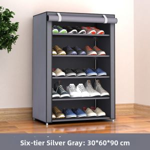 Zipped Easy-to-Use Shoe Cabinet Dust-proof Single-row Steel Frame