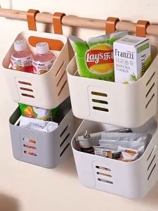 Hanging Storage Basket Household Multifunctional Storage Rack with Hook Wall Hanging Basket Household Shelf Kitchen Storage Box Hanging Storage Box Draining Holder Storage