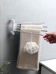 Giá treo khăn bằng thép không gỉ xoay 180 độ tiện dụng cho nhà tắm/ nhà bếp
