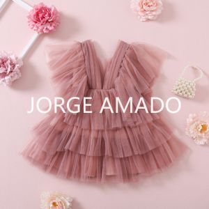 Toddler Girl Tiered Ruffle Party Dresses Summer Solid Color V-neck Flutter Sleeve Princess Dress Birthday Formal Clothes E0408-6