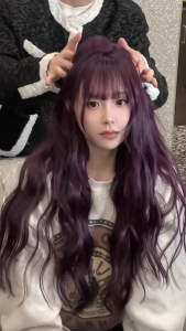 ย้อมผมสุขภาพปลอดภัยไม่มีผลกระทบ สีม่วงดำ ยาย้อมผม ปกปิดผมขาว สีย้อมผมออแกนิ สีผม ครีมย้อมผม Hair Colour