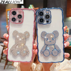 Zeallion Ốp Lưng Sang Trọng Hình Gấu 3D Mạ Kim Tuyến Vỏ Điện Thoại Dành Cho [Apple iPhone 11 12 13 14 Pro Max X Xs XR 7 8 Plus] Ốp Lưng