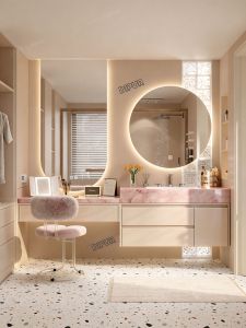 DIPURUI | Hotel Style Custom Bathroom Vanity Set Rock Plate Ceramic Basin Double Mirror Oak