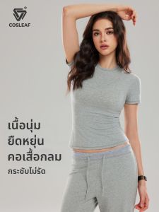 COSLEAF | Elastic Waist Toning Slim Fit Cotton T-Shirt