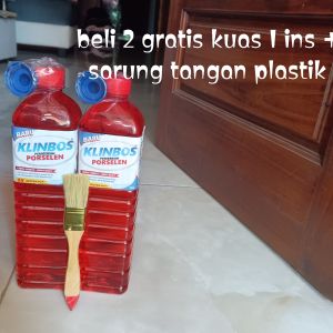 KLINBOS PEMBERSIH PORSELEN PROMO beli 2 KLINBOS gratis kuas 1 ins + sarung tangan plastik