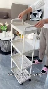 Kệ Nhựa Đẩy Đa Năng 3-5 Tầng Khung ABS Chịu Lực - Bánh Xe Linh Hoạt Cho Spa Bếp Phòng Tắm