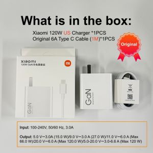 Xiaomi | Xiaomi 120W Charger EU US Hyper Turbo Fast Charger with Cable for Xiaomi 17 15 14 13 Pro Ultra Redmi Note 12 13 14 Pro+ Poco F7