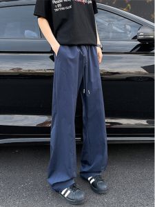 ZHUOCAN | Slanted Cut Clean Fit Dark Blue Mens Tapered Straight Chino Pants