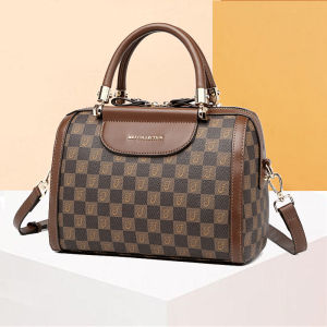 กระเป๋าสะพายไหล่หนังแท้ MKFINDER กระเป๋าสะพายข้างแบบสะพายข้างขนาดใหญ่สำหรับผู้หญิง ทรง Boston ปิดด้วยซิป กระเป๋าสะพายข้างแบบมีสายสะพายข้างและมีสายเป้สะพายหลัง