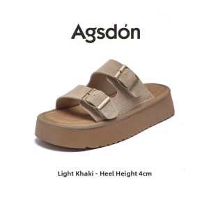 Agsdon | Soft Bottom Elevating Double Buckle Summer Slide Sandals