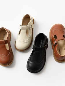 รองเท้าหนังวัวสองชั้นสำหรับเด็กผู้หญิง สไตล์อังกฤษ รองเท้าเจ้าหญิง รองเท้าเด็กนักเรียน รองเท้าหนังสีดำสำหรับการแสดง รองเท้าเด็ก