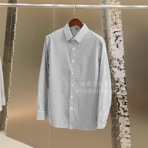 Mens Fashionable Pointed Collar Long Sleeve Shirt Color Woven Vertical Stripes Commute Versatile Autumn New Style Standard Fit