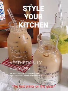 2 Pieces Borosilicate Glass Smooth Bottle Cup with 2 Straw and 1 Brush Simple Large Capacity Mug for Hot and Cold Drinks