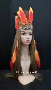 ที่คาดผมขนนก ที่คาดผมโบฮีเมี่ยน ที่คาดผม คาดผมชนเผ่า แต่งขนสีส้มน้ำตาล สามารถปรับขนาดได้ งานแฮนด์แมดฝีมือคนไทย พร้อมส่ง