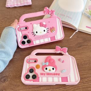 Sanrio | 3D Sanrio Hello Kitty Melody Handbag Cartoon Phone Case For iphone 17 16 15 14 13 Pro Max Plus 17 Silicone Shockproof Soft Cover