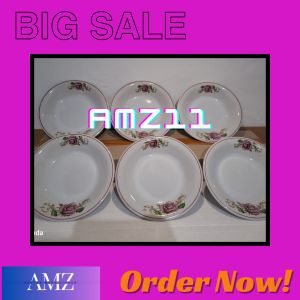 PIRING KERAMIK BUNGA ROSE BESAR 6PCS (23cm/9inch)