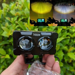 (Loại tốt) Đèn trợ sáng xe máy ô tô X25 Pro 45W 2 mắt led siêu sáng cốt vàng pha trắng cho khách víp phụ kiện xe máy