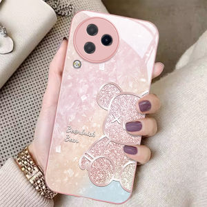 เคสโทรศัพท์มือถือแบบกระจกโลหะสุดเก๋สำหรับ Xiaomi Civi4Pro ดีไซน์สุดเก๋ไก๋พร้อมรูปหมีเพชรสุดเก๋สำหรับผู้หญิง