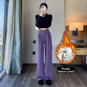 Fashionable Winter French Chinese Style Fleece Corduroy Trousers