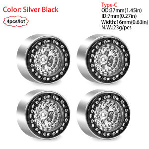4PCS New 1.3inch 37-70mm RC Crawler Tires Wheel Rim For 1/18 Traxxas SCX24 FMS Ascent-18 Axial SCX24 AX24 FCX24