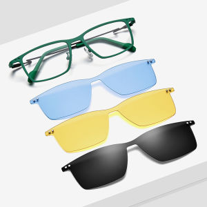 FONEX Titan nguyên chất Gọng kính người đàn ông thiết kế thương hiệu vuông clip trên Flip-up Kính mắt tùy chỉnh kính mắt cho mắt với nhìn trong đêm & ống kính phân cực 85796