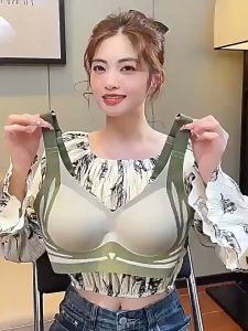 Plus Size 2XL Fixed Cup Bra Anti Sagging Vest Sports Bra Lifting Bracket Gathering Seamless Bra For Women Without Steel Ring