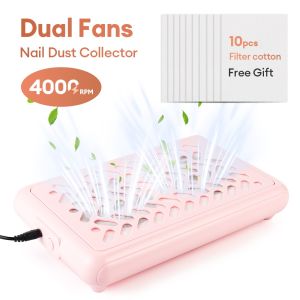 4000RPM Powerful Nail Dust Collector Dual-fan Professional Turbo Vacuum Cleaner Brushless Nail Dust Fan Manicure Salon Equipment
