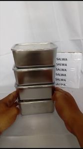 Toples Fresh Box Persegi Kotak Buah Tempat Makan Stainless Tutup Plastik