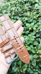 Tali Jam Tangan Kulit Sapi Motif - Warna Coklat Muda Bergaransi