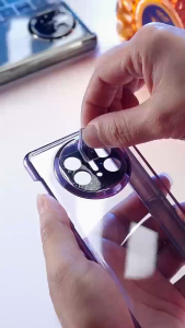 【✅SG Seller✅】RICHMENT Luxury Plating HD Transparent Case Clear Tempered Glass Case With Hinge Protection All-Inclusive Bulit-in Tempered Glass Screen Protector With Kickstand Stand Holder for Huawei HONOR Magic V3 Vs3 V S3 VS3 V3 Case (with FREE SHIPPING)