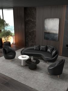HSMJ | Retro Arc-shaped Office Reception Sofa Tech Fabric Luxury