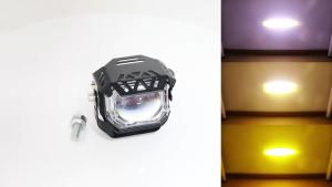 KEVANLY | Motorcycle Spotlight LED Headlight Auxiliary Fog Lamp Hi/Lo Beam Dual Color Driving Running Light White Yellow Flash Red Blue