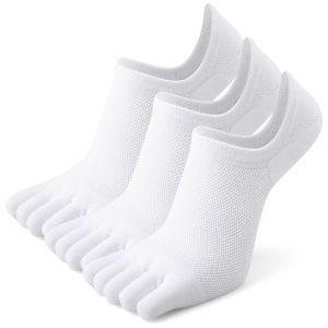 3 Pairs Mens Five Finger Sports Socks Soft Durable Breathable Five Toe Socks Separate Toe Invisible Low Cut Socks Summer