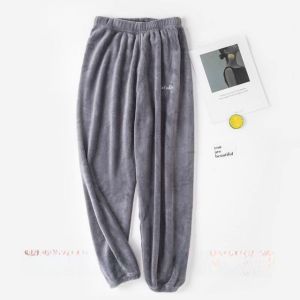 Thickened Long Sleeve Coral Fleece Pajamas Womens Winter Home Clothes Set Cute Cartoon Style round Neck Sleepwear for Women