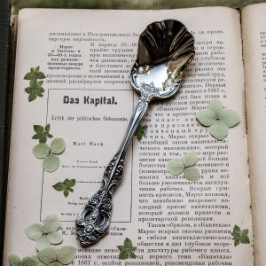 Retro French Rococo Embossed Silverware Dessert Spoon Cake Spoon Ice Cream Spoon Bright Silver 18-10 Stainless Steel Antique Finish