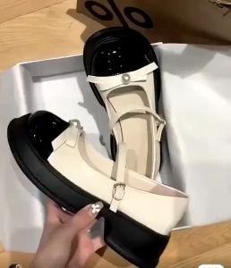 Chân gầy mỏng lùi 1 size - Giày lolita mũi nơ quai cài đế độn 5cm siêu hot giày marry da mềm ôm chân cao cấp