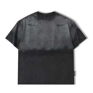 GTRG New American High Street Heavyweight Large Size Short Sleeve Trendy Ins Gradient Wash Loose round Neck Pure Cotton T-Shirt