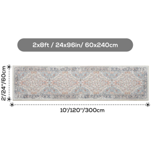 VIKAMA Boho 2x8 Hallway Runner Rug Non-Slip Washed Kitchen Rug Indoor Area Floor Mat Home Decor Laundry Room Bedroom Long Carpet