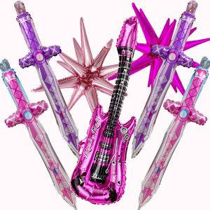Bộ 7 Bóng Bay Kpop - Trang Trí Tiệc Màu Hồng & Tím Theo Chủ Đề Âm Nhạc Cho Buổi Hòa Nhạc Sinh Nhật Lễ Kỷ Niệm K Pop Giấy Nhôm