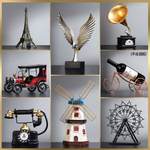 Retro Nostalgic Desktop Decorations American Style Violin Record Player Home Living Room European Bookcase Wine Cabinet Decor
